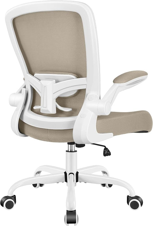 FelixKing Office Chair, Ergonomic Desk Chair Breathable Mesh Chairs Adjustable High Back Lumbar Support Flip-up Armrests, Executive Rolling Swivel Comfy Computer Chairs Home Office Khaki
