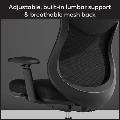 WorkPro® Fortimo Ergonomic Mesh/Vegan Leather High-Back Executive Chair, Black/Black, BIFMA Compliant