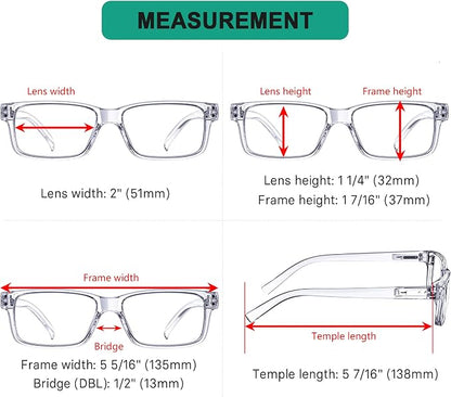 Eyekepper Vintage Reading Glasses for Men - 5 Pack Spring Hinges Classic Readers - Clear Frame +3.25