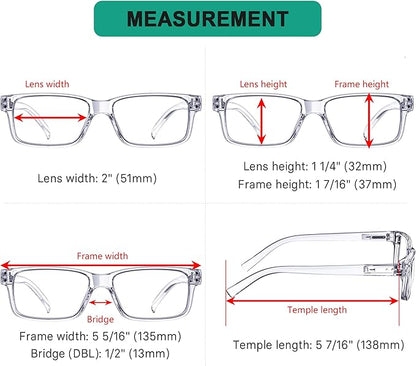 Eyekepper Vintage Reading Glasses for Men - 5 Pack Spring Hinges Classic Readers - Clear Frame +4.00