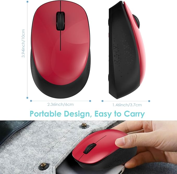 LeadsaiL Wireless Mouse for Laptop, 2.4GHz Silent USB Mouse, Slim Optical Mouse with 3 Buttons, 1600 DPI, Works with Windows, Mac, Chrome OS, Linux