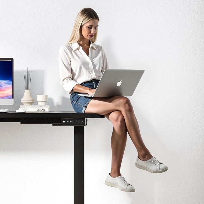 GallopFun Dual Motor Electric Standing Desk Frame for 43.3 to 70.8" Table Tops, 330lbs Weight Capacity,Ergonomic Standing Height Adjustable Base with Memory Controller,Black Frame Only