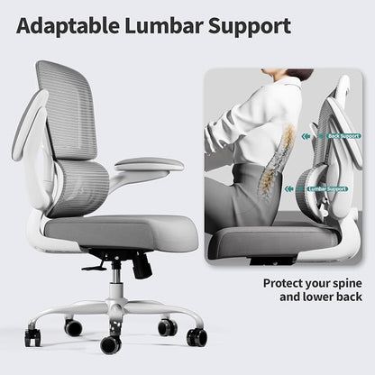 TRALT Office Chair - Ergonomic Desk Chair with Adjustable Lumbar Support, Mesh Computer Chair, Executive Chairs for Home Office Comfortable Lumbar Support (Ash Gray)