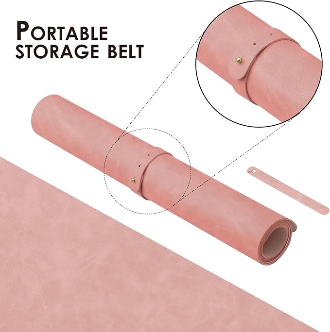 Distressed Leather Desk Mat - Non-Slip PU Desk Pad for Office and Home - Desk Organization and Accessories - Ideal for Large Mouse Pad and Desk Mats on Top of Desks(Dusty Rose,47.2"x 17")