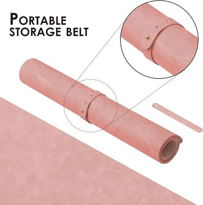 Distressed Leather Desk Mat - Non-Slip PU Desk Pad for Office and Home - Desk Organization and Accessories - Ideal for Large Mouse Pad and Desk Mats on Top of Desks(Dusty Rose,36"x 17")