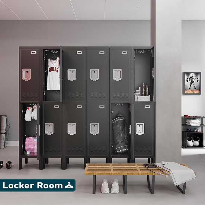 BUTISOW Metal Lockers - 66" Height Steel Lockers for Employees with 2 Door Storage Locker with Card Slot for Employees Gym School Home Office Garage - Assembly Required