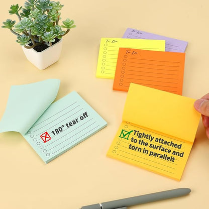15 Pack Lined Sticky Notes, 3"x4", 750 Sheets, to Do List Notepad, Sticky Notes with Lines,15 Colors, Square Sticky Notes for Office, Meeting, School, Home