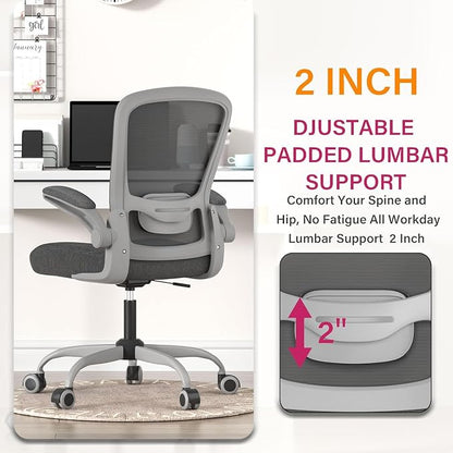 Mimoglad Office Chair, Ergonomic Desk Chair with Adjustable Lumbar Support, High Back Mesh Computer Chair with Flip-up Armrests-BIFMA Passed Task Chairs, Executive Chair for Home Office