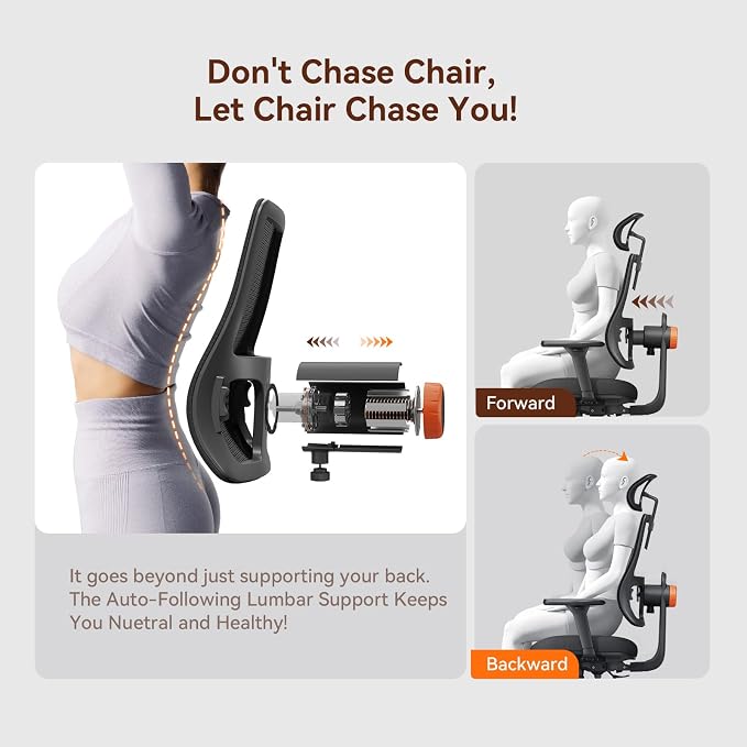 Newtral Ergonomic Office Chair with Adaptive Lumbar Support- High Back Desk Chair with Adjustable Headrest, 3D Armrest, Adjustable Seat Depth & Height, Home Office