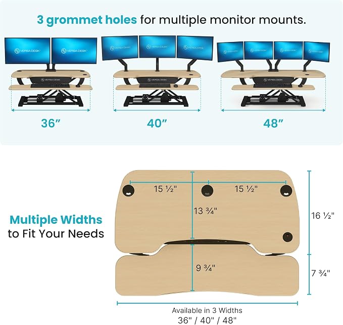 VERSADESK PowerPro Electric Standing Desk Converter - Height Adjustable Desk Riser with Keyboard Tray & USB Hub - Holds 80 lbs - Ergonomic Sit Stand Workstation for Home & Office | Maple (40” x 24”)