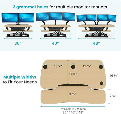 VERSADESK PowerPro Electric Standing Desk Converter - Height Adjustable Desk Riser with Keyboard Tray & USB Hub - Holds 80 lbs - Ergonomic Sit Stand Workstation for Home & Office | Maple (40” x 24”)
