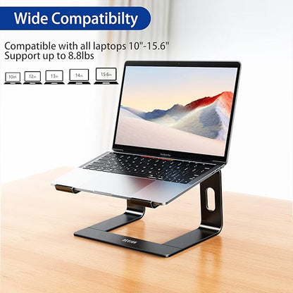 BESIGN LS03 Aluminum Laptop Stand, Ergonomic Detachable Computer Stand, Notebook Riser, Laptop Mount Compatible with Air, Pro, Dell, HP, Lenovo More 10-15.6" Laptops, Black