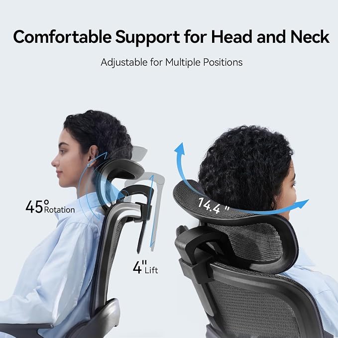 SIHOO B100 SE Office Chair, Desk Chair with Adaptive Lumbar Support & 2D Flip-up Armrests, 135° tilt Soft Memory Foam Erogonomic Chair for Home Office,Hold 300 LBS-Jet Black