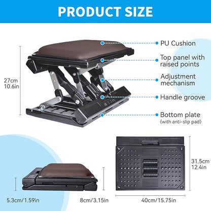 Scalebeard Foot Rest for Under Desk at Work,Height Adjustable Infinite Angle Under Desk Footrest,Ergonomic Foot Stool for Office,Gaming,Computer,Removable Pad Leg Rest with Massage Beads,All-Season