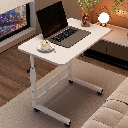 Garvee Standing Desk Adjustable Height, Small Standing Desk with Wheels, Mobile Portable Rolling Laptop PC Table Adjustable Height Computer Workstation for Home Office Study Bedroom White