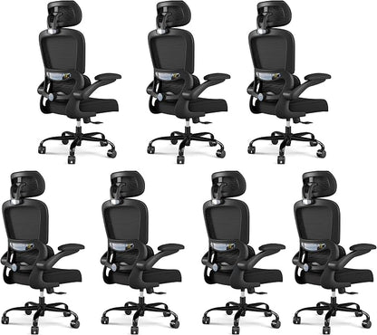 TRALT Office Chair Ergonomic Desk Chair, 330 LBS Home Mesh Office Desk Chairs with Wheels, Comfortable Gaming Chairs Black Pack of 7