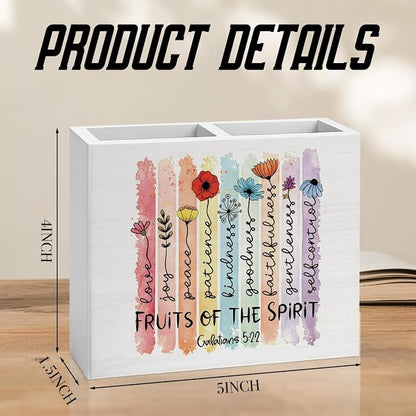 Floral Christian Office Decor Bible Pen Holder Religious Christian Teacher Appreciation Gifts Scripture Wooden Pencil Holder desk decor for Desk Library Holder2835