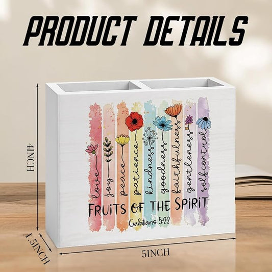 Floral Christian Office Decor Bible Pen Holder Religious Christian Teacher Appreciation Gifts Scripture Wooden Pencil Holder desk decor for Desk Library Holder2835