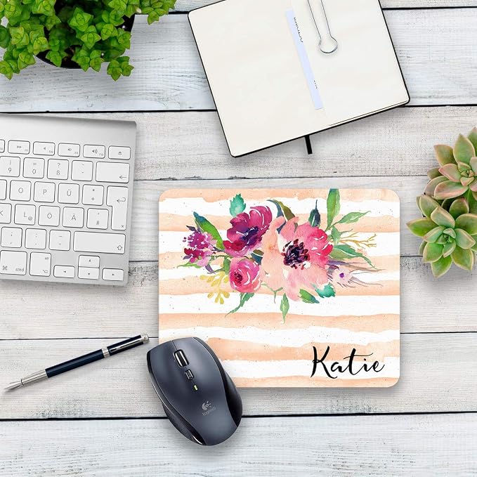 Floral mouse pad personalized office decor desk accessory gift for co-worker appreciation