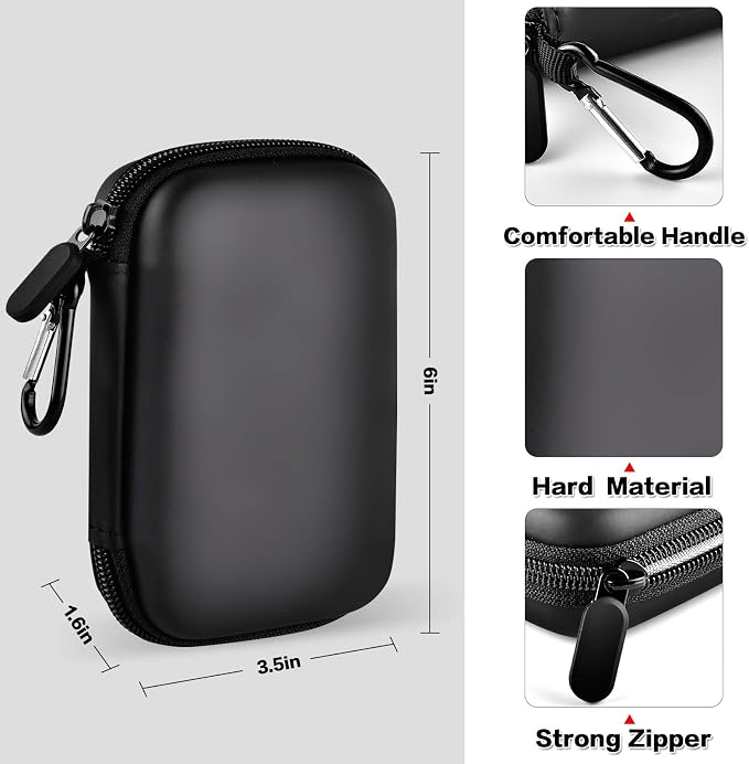 Case Compatible with Samsung T7/ T7 Touch Portable SSD 1TB 2TB 500GB USB 3.2 External Solid State Drive, Travel Carrying Storage Organizer Fits for USB Cables and More Accessories (Black)