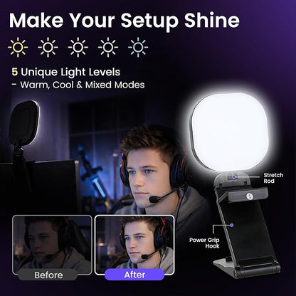 Webcam Streaming Kit with USB RGB Microphone & LED Light – 1080P 30FPS Streaming Camera Bundle for Twitch, YouTube, Podcasting, WFH – PC & Mac Compatible (Not for PS5 Alone)