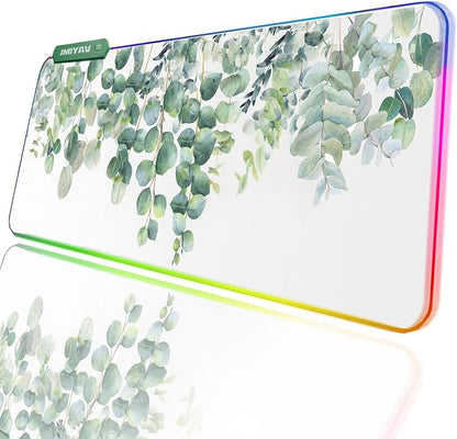 JMIYAV RGB Gaming Mouse Pad PC XL Large Extended Glowing Led Light Up Desk Pad Non-Slip Rubber Base Computer Mouse Pad Cute Mousepad Mat Spring Willow