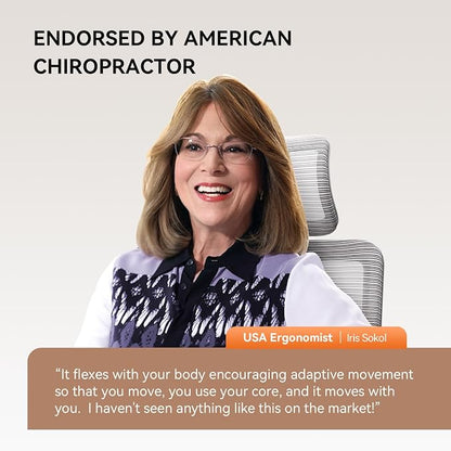 Newtral Ergonomic Office Chair, Auto-Following Lumbar Support, 5D Headrest & 4D Armrest, High Back Mesh Desk Chair with Footrest, 136° Tilt Lock,330lbs Capacity for Home Office Gaming