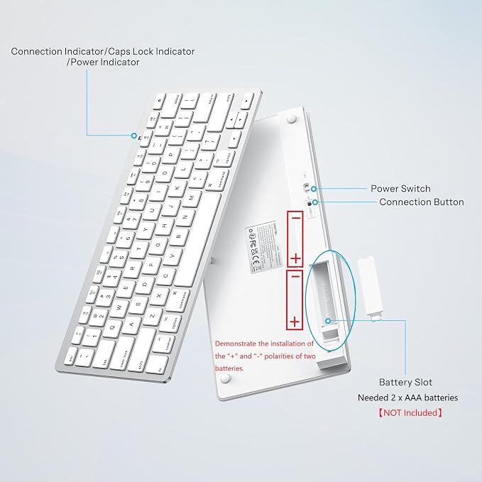 OMOTON Bluetooth Keyboard Compatible with Mac ONLY, Compact Wireless Keyboard Compatible with MacBook Pro/Air, iMac, Mac mini/Pro, Silver