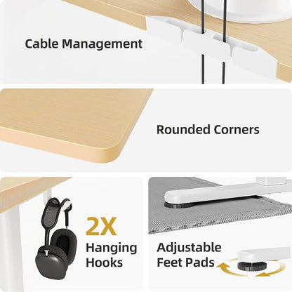 INNOVAR Electric Standing Desk, Adjustable Height Stand up Desks, 63 x 24 Inches Sit Stand up Desk for Home Office Computing, 3-Preset Memory Height Ergonomic Rising Desks, Nature