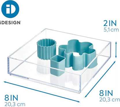 iDesign Clarity Kitchen Drawer Organizer, 8" x 8" x 2", Clear | For Silverware, For Spatulas, For Gadgets, Medium