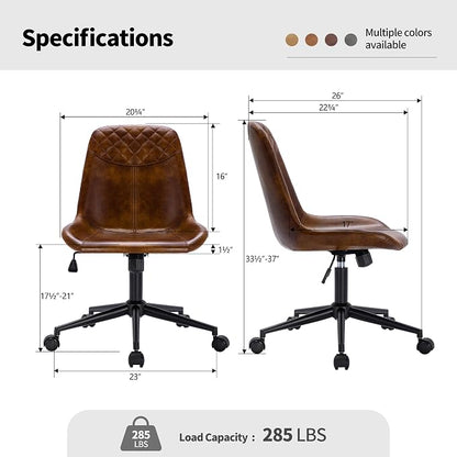 DUHOME Modern PU Leather Office Chair Desk Chair Swivel Computer Chair Yellowish-Brown