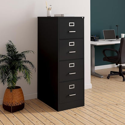 STAPLES Commercial 4 File Drawer Vertical File Cabinet, Locking, Black, Legal, 26.5" D