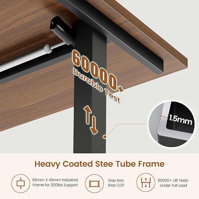 SEDETA L Shaped Electric Standing Desk with 7 Drawers, 63"×55.1" Height Adjustable Stand Up Desk with Power Outlets, 28.3"-47.2" Sit Stand Desk with Storage Shelves, 3 Memory Presets, Black + Brown