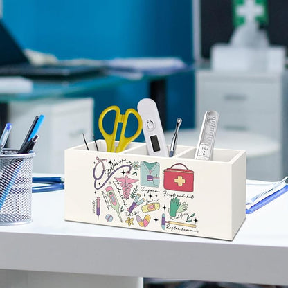 Nurse Gifts Pen Holder for Desk, Nursing Gifts Wooden Box Sign Desk Decor for Office Home Decoration, Nurse Appreciation Gift Pencil Organizer, Nursing Student Essentials
