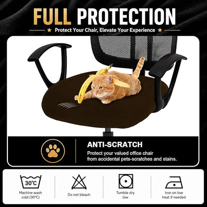 DIVA EN CAMINO DEC Stretchable Desk Office Chair Seat Cushion Covers - Universal Spandex Computer Chair Slipcover - Removable Washable Cushion Protectors for Dogs, Cats, Pets (Brown)