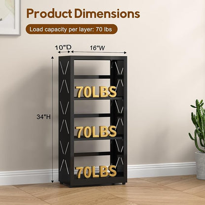 UNICOLY Bookshelves and Bookcases, 3 Tier Metal Bookshelf with Adjustable Shelves and Bookends, Open Shelf Bookcase, Display Shelves for Home Decor Bedroom, Living Room, Home Office, Black