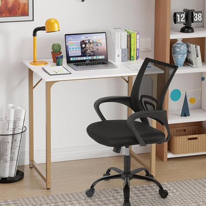 PayLessHere 32 Inch Home Office Desk and Chair Set,32 Inch Computer Desk with Ergonomic Height Adjustable Office Chair for Home Office,White&Black