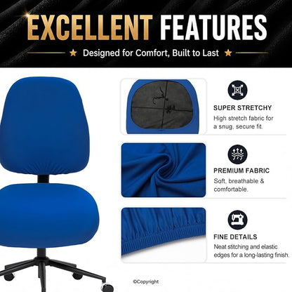 DIVA EN CAMINO DEC Super Stretchable Desk Office Chair Seat Covers - Universal Spandex Computer Chair Slipcover - 180GSM Washable Rotating Backrest Coverings & Cushion Protectors for Dogs, Cats, Pets