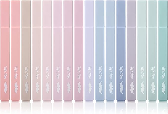 Mr. Pen- Aesthetic Highlighters No Bleed, 16 Pack, Morandi Colors | Chisel Tip, Cute Highlighters Assorted Colors for Journaling, Highlighting, Underlining, Fast Dry, Back to School Supplies