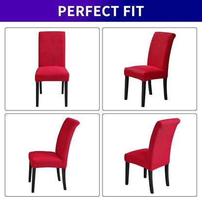 Stretch Chair Covers for Dining Room Set of 2, Removable Washable Dining Room Chair Covers, Dining Chair Slipcovers Seat Protector, Great for Home Decor and Banquet (Ruby, 2 Pack)