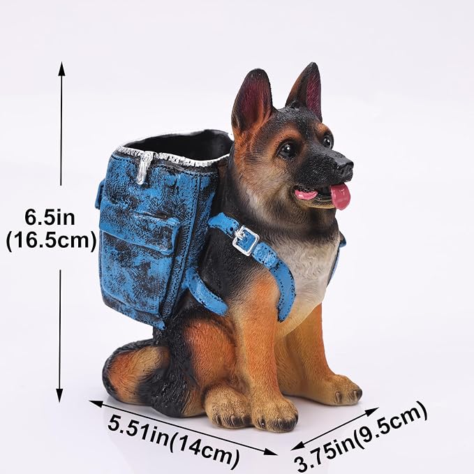 SHENGTIAN German Shepherd Pen Holder, Cute Dog Desk Decor Pencil Holder for Desk, Unique Themed Gifts for German Shepherd Lovers & Owners, Dog Office Supplies Home Decor