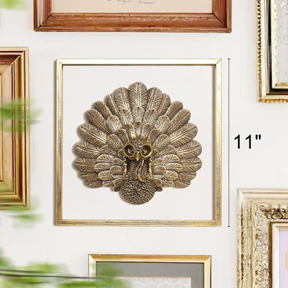 Animal Heads Wall Decor ( Includes Metal Frame) Christmas Indoor Decor Resin Animals Sculptures Head Wall Hanging Thanksgiving Decoration Gold vintage Wall Sculpture for Living Room Bedroom Office(Turkey)
