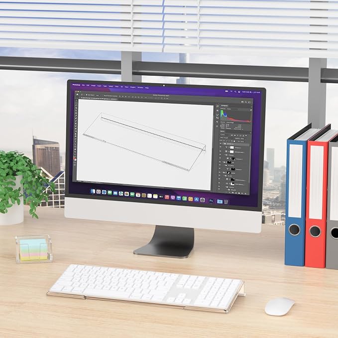 Computer Keyboard Stand Holder - Ergonomic Acrylic Keyboard Stand for Desktop Comfortable Keyboard Tray Riser with Silicone Anti-Slip Strip for Home School Office Desk Accessory, Clear
