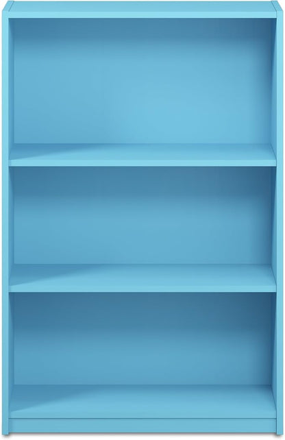 Furinno JAYA Book Shelf, 3-Tier Bookshelf, Bookcase with Adjustable Shelves, 9.5 x 24.5 x 40.3, for Organization and Storage, for Living Room, Bedroom, Home Office, Light Blue