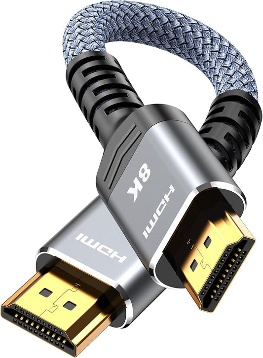 Highwings 4K Short HDMI Cable 0.5FT/0.15m - 4K@60Hz HDR Braided HDMI Cord, 18Gbps High Speed with Ethernet/ARC, 3D, HDCP 2.2, ARC, Compatible for PS-5/4/3/4K HDTV/Monitor/Projector/Streaming Media