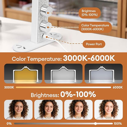 Arch Half Moon Light: Professional 34 inch 420 LED Beads - Nail Lamp for Desk Adjustable Brightness 3 Color Temperature - Foldable Nail Tech Light for Manicure Crafting