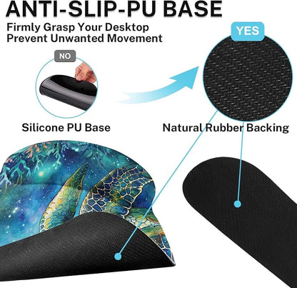 Britimes Turtle Galaxy Ocean Keyboard Mouse Pad Set Watercolor Coral 4in1 Large Mousepad+Keyboard Wrist Rest+Mouse Wrist Rest+Coaster Ergonomic Design for Home Office Computer 35.4x15.7 inches