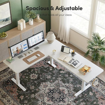 Cubiker 75 * 63" L Shaped Standing Desk, Reversible Corner Standing Desk, Suitable for Home Office, White