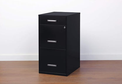 18in. Deep 3 Drawer Metal Organizer File Cabinet with Pencil Drawer, Black