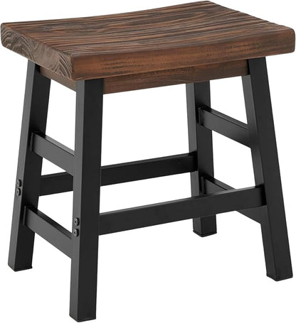 Alaterre Furniture Pomona Rustic Industrial Barstool – 20” Backless Counter Stool with Solid Pine Wood Seat and Black Metal Legs – Farmhouse Seating for Dining Room, Kitchen, or Office (Natural/Black)